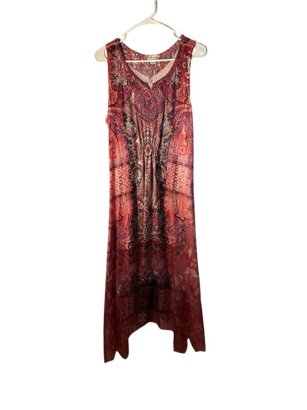 Paisley Sleeveless Maxi Dress in Red